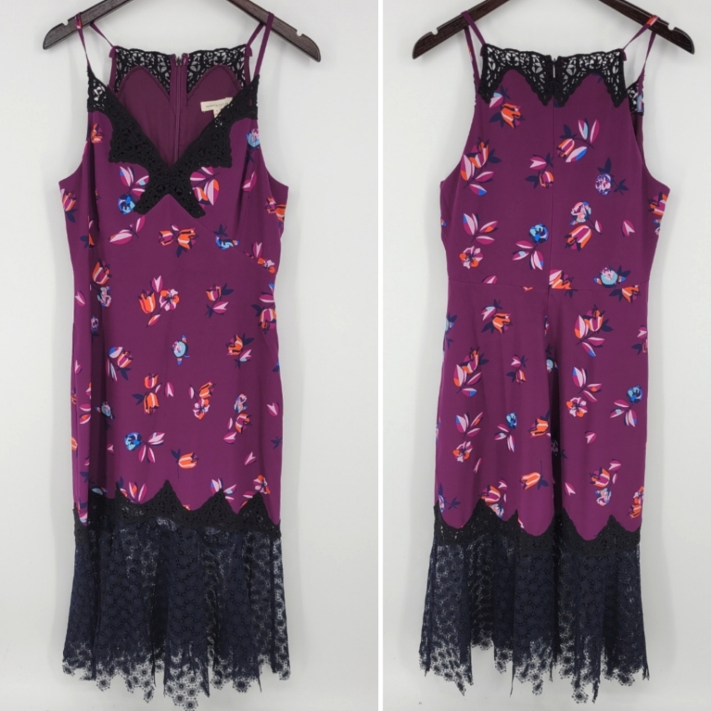 Rebecca Taylor Bellflower Lace Trim Slip Dress